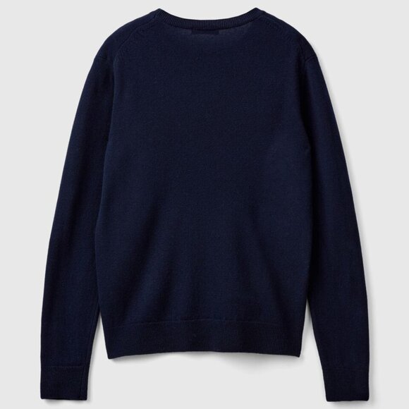 NWOT United Colors of Benetton Crew Neck Merino Wool Sweater Dark Blue M Unisex - Picture 6 of 13